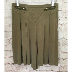 Vintage 90's CACHE Olive Green High Waisted Pleated Gaucho Dress Shorts Size 10